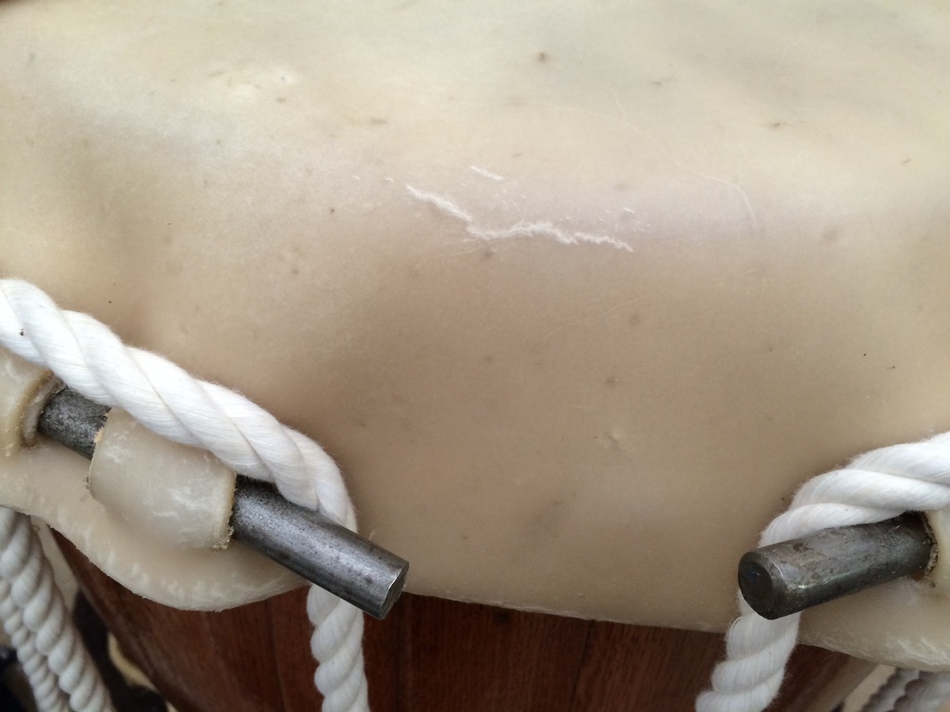White marks on the taiko head made us worried about the quality of this cow hide